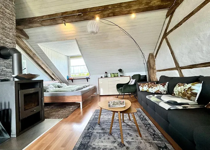 Hof Vierzehnender Im Hohen Venn - 70qm Fachwerk-studio - Grosses Wohn-schlafzimmer Mit Dachterrasse Und Kaminofen - Separate Kueche - Perfekt Fuer Paare - - Eifel - Hunde Willkommen - Islandpferde 公寓 蒙绍